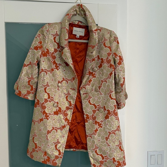 Banana Republic Orange and Cream Floral Blazer